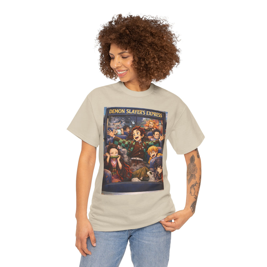 Demon Slayer's Express Unisex Heavy Cotton Tee - Fun Anime Graphic Shirt