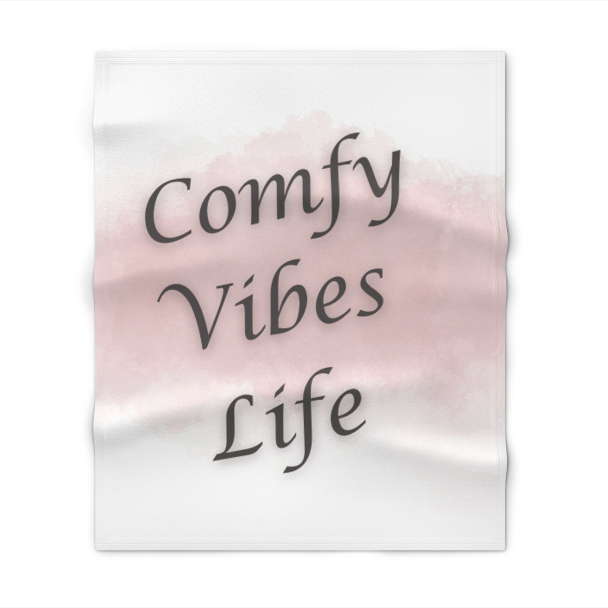 Comfy Vibes Life Throw Blanket — Soft Pink Watercolor Cozy Blanket