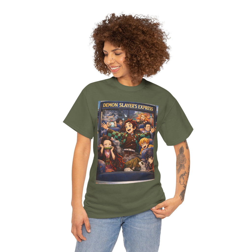 Demon Slayer's Express Unisex Heavy Cotton Tee - Fun Anime Graphic Shirt