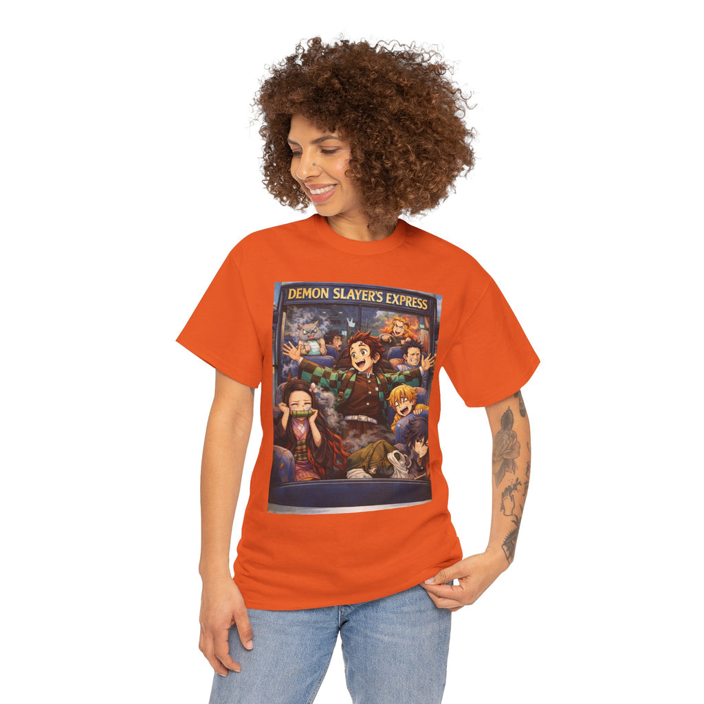 Demon Slayer's Express Unisex Heavy Cotton Tee - Fun Anime Graphic Shirt