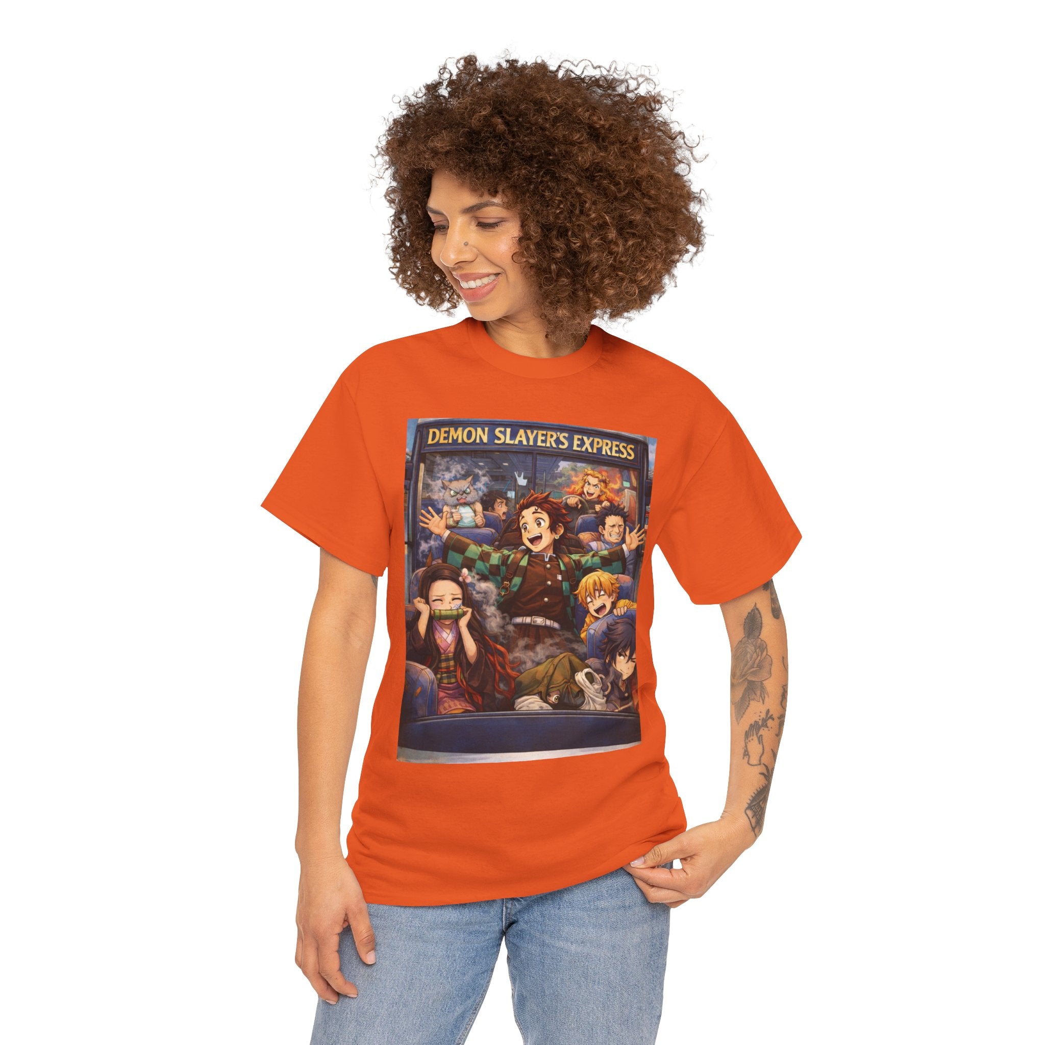 Demon Slayer's Express Unisex Heavy Cotton Tee - Fun Anime Graphic Shirt