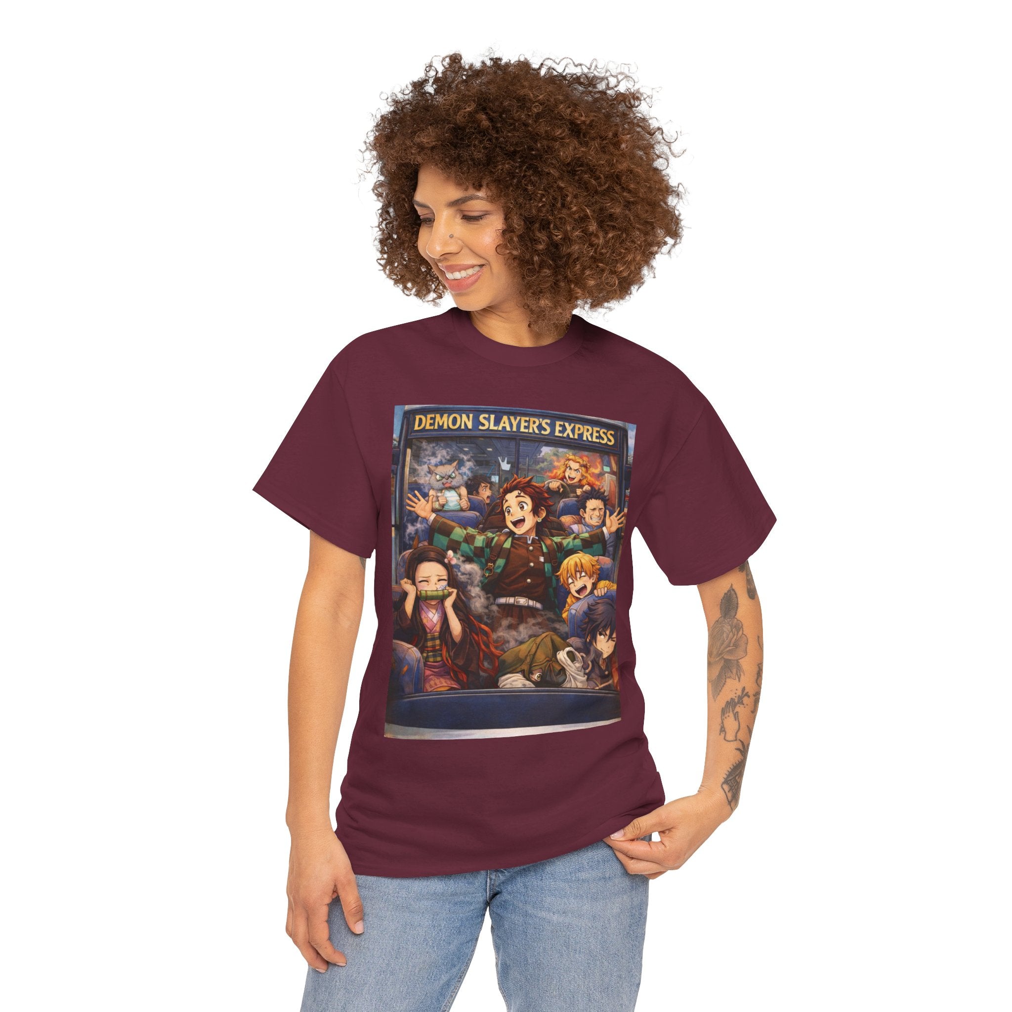 Demon Slayer's Express Unisex Heavy Cotton Tee - Fun Anime Graphic Shirt