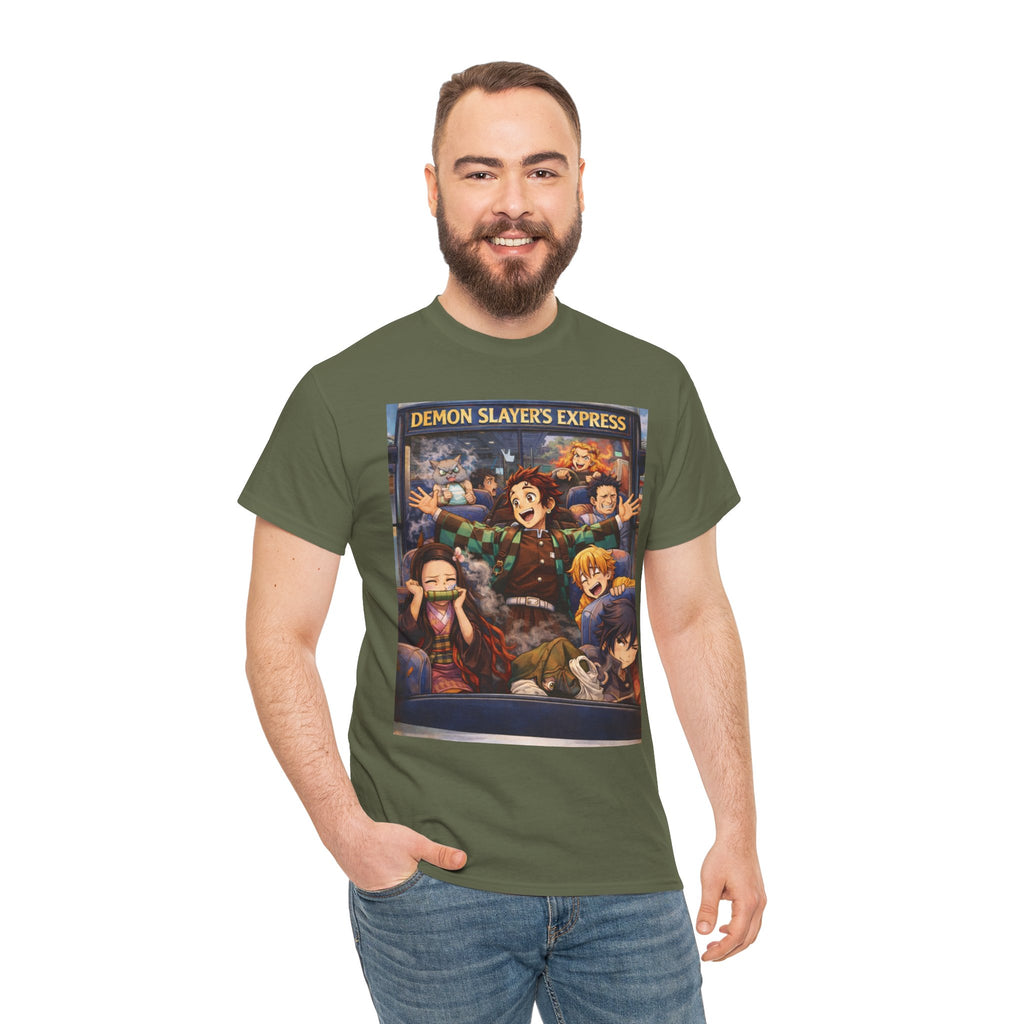 Demon Slayer's Express Unisex Heavy Cotton Tee - Fun Anime Graphic Shirt