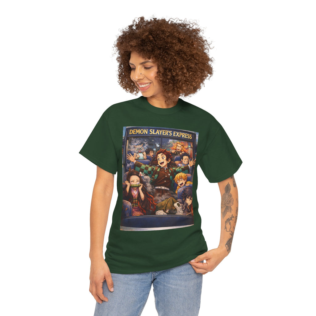 Demon Slayer's Express Unisex Heavy Cotton Tee - Fun Anime Graphic Shirt
