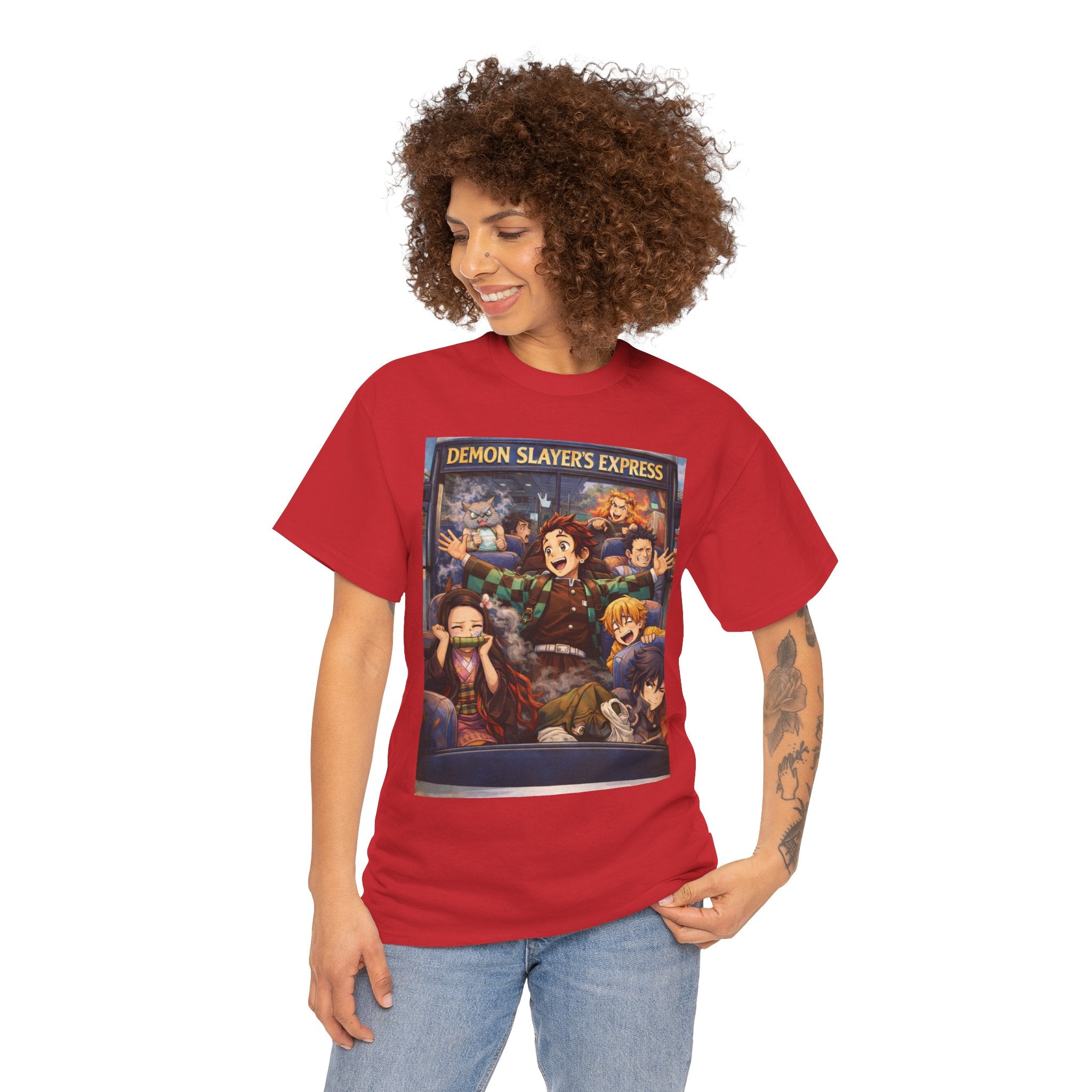 Demon Slayer's Express Unisex Heavy Cotton Tee - Fun Anime Graphic Shirt
