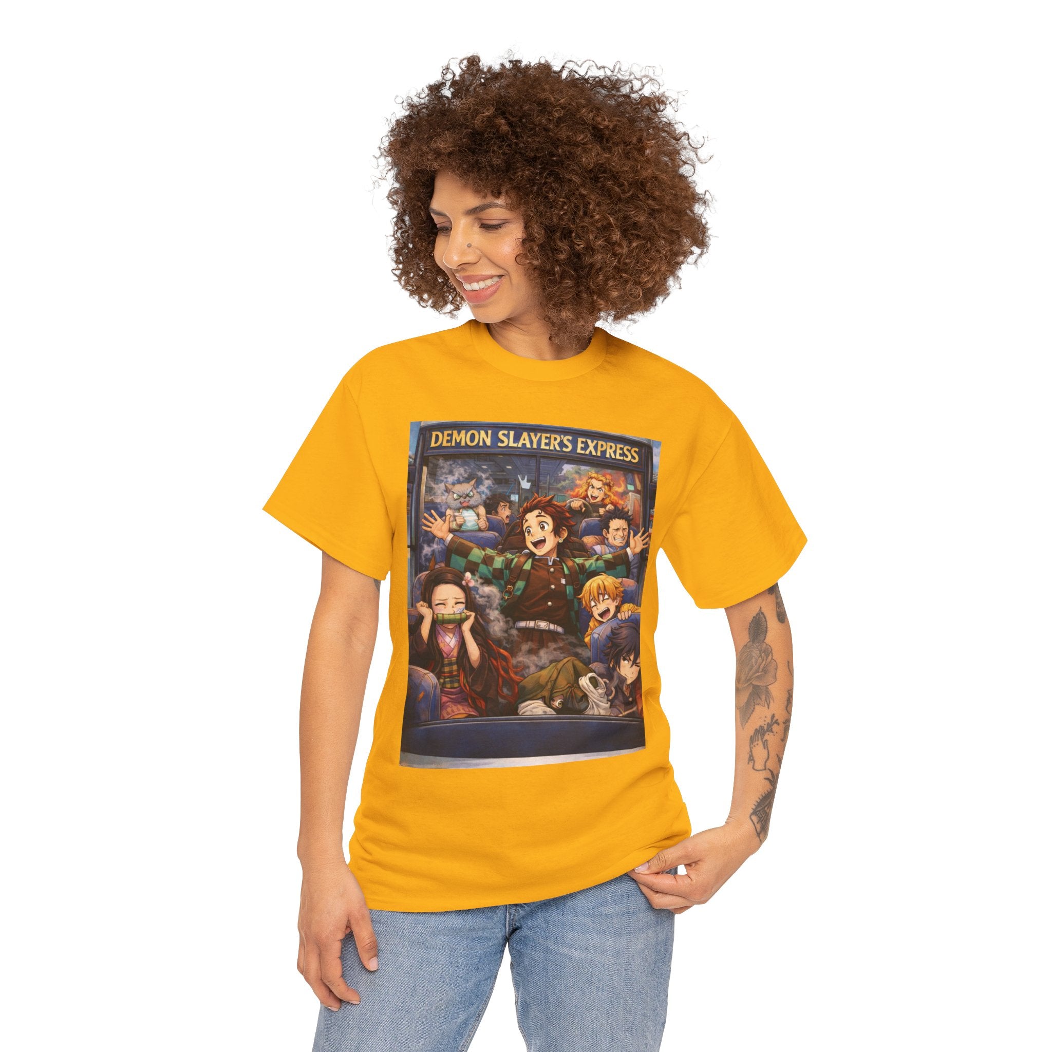 Demon Slayer's Express Unisex Heavy Cotton Tee - Fun Anime Graphic Shirt