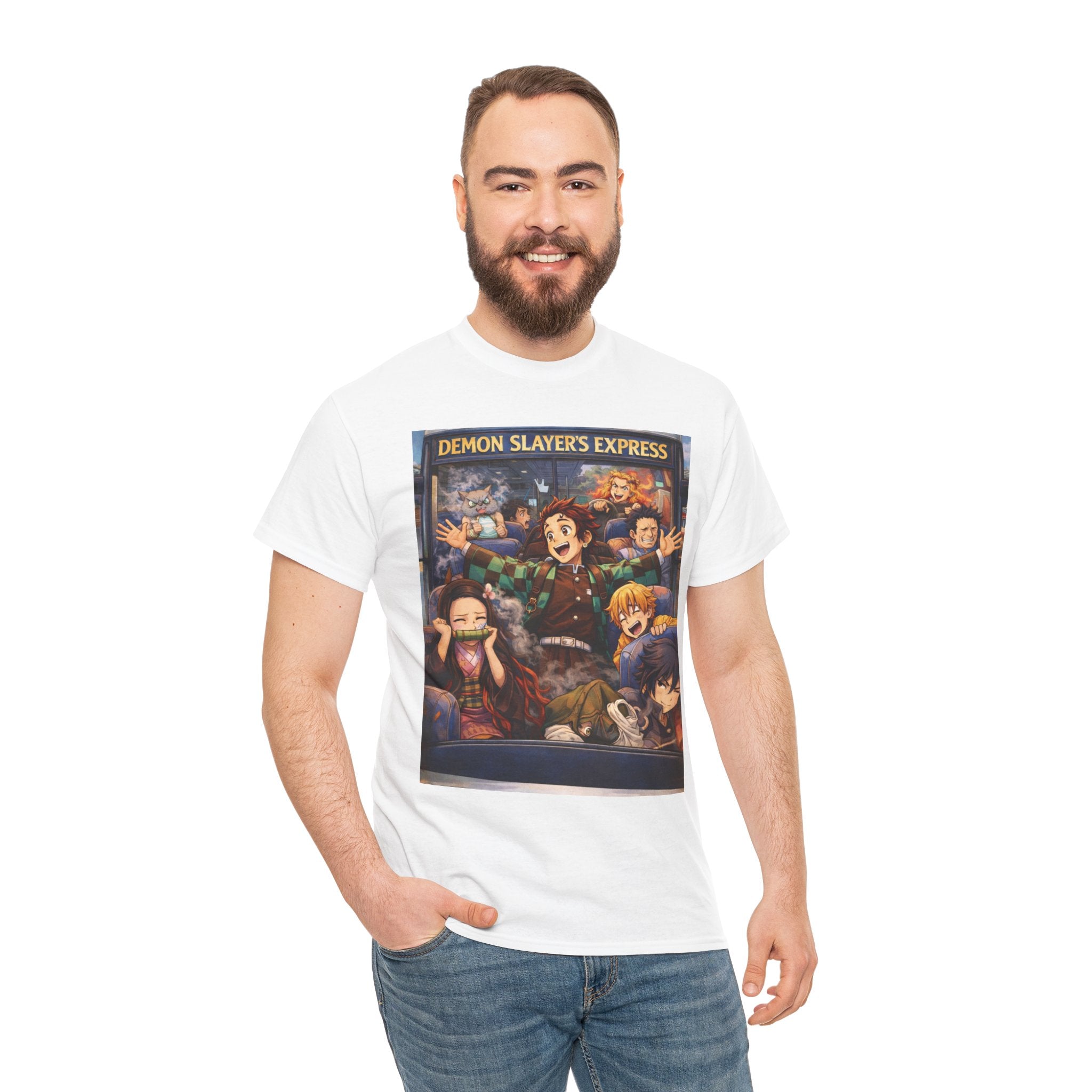 Demon Slayer's Express Unisex Heavy Cotton Tee - Fun Anime Graphic Shirt