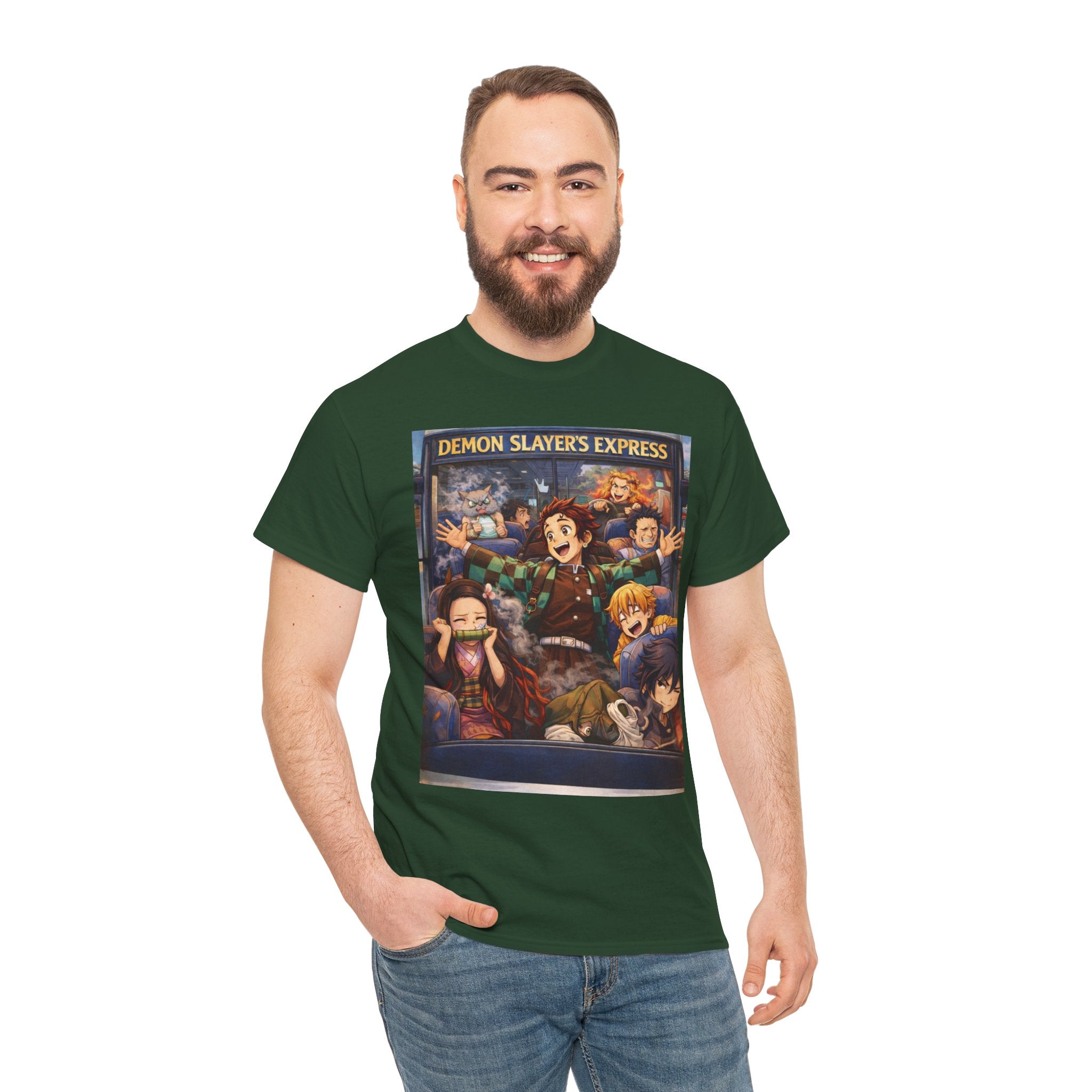 Demon Slayer's Express Unisex Heavy Cotton Tee - Fun Anime Graphic Shirt