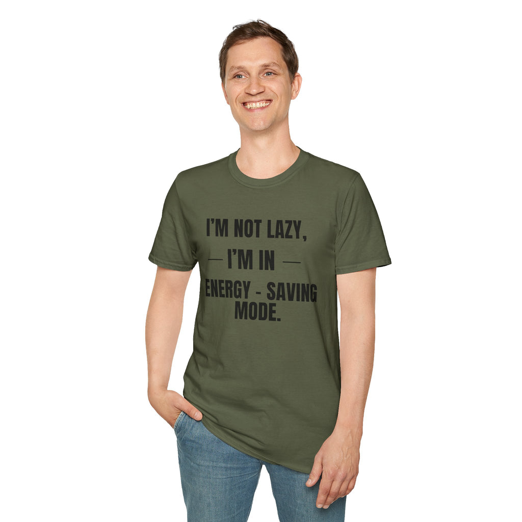Energy-Saving Mode T-Shirt — "I'm Not Lazy, I'm in Energy-Saving Mode" Funny Graphic Tee
