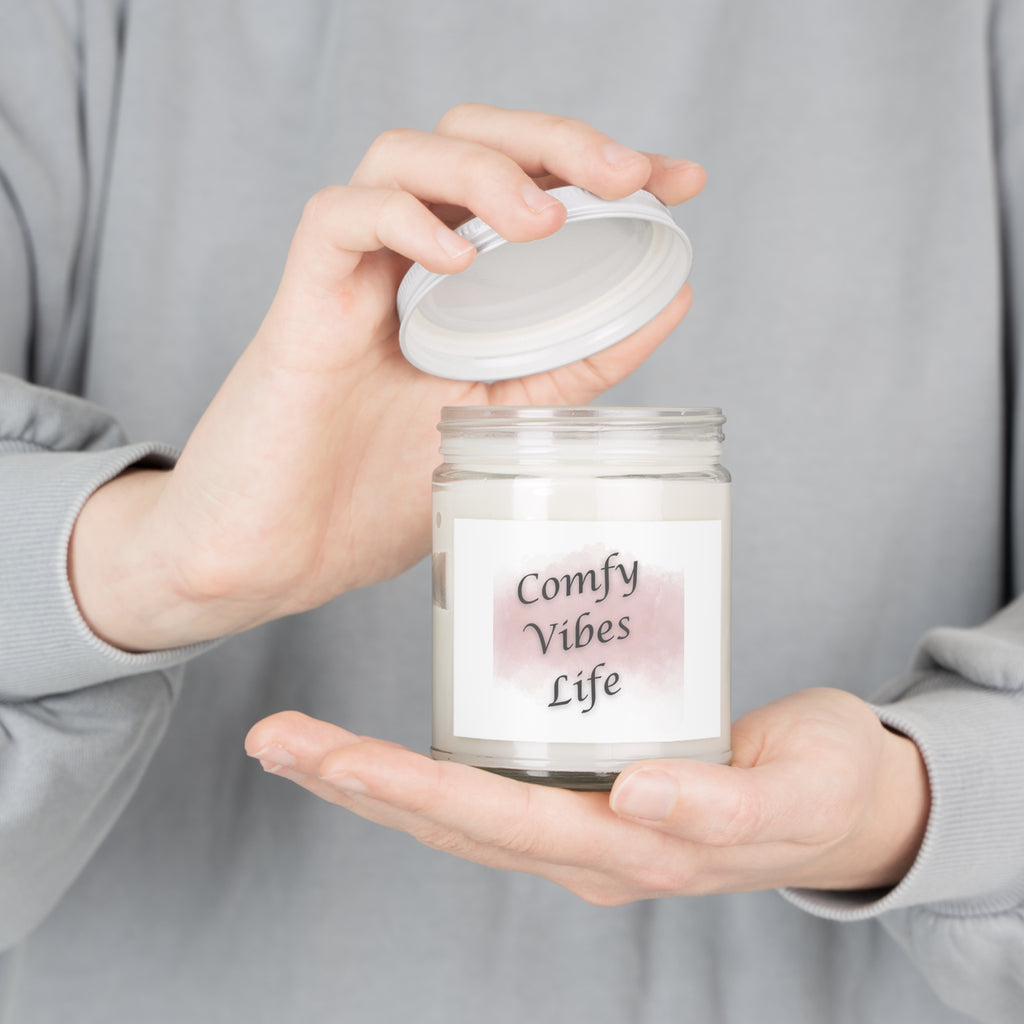 Comfy Vibes Life Soy Candle — 9oz Scented Jar with White Lid