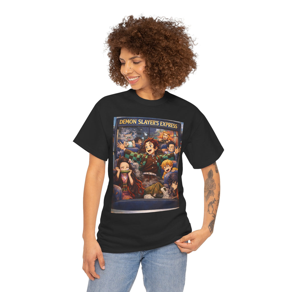 Demon Slayer's Express Unisex Heavy Cotton Tee - Fun Anime Graphic Shirt