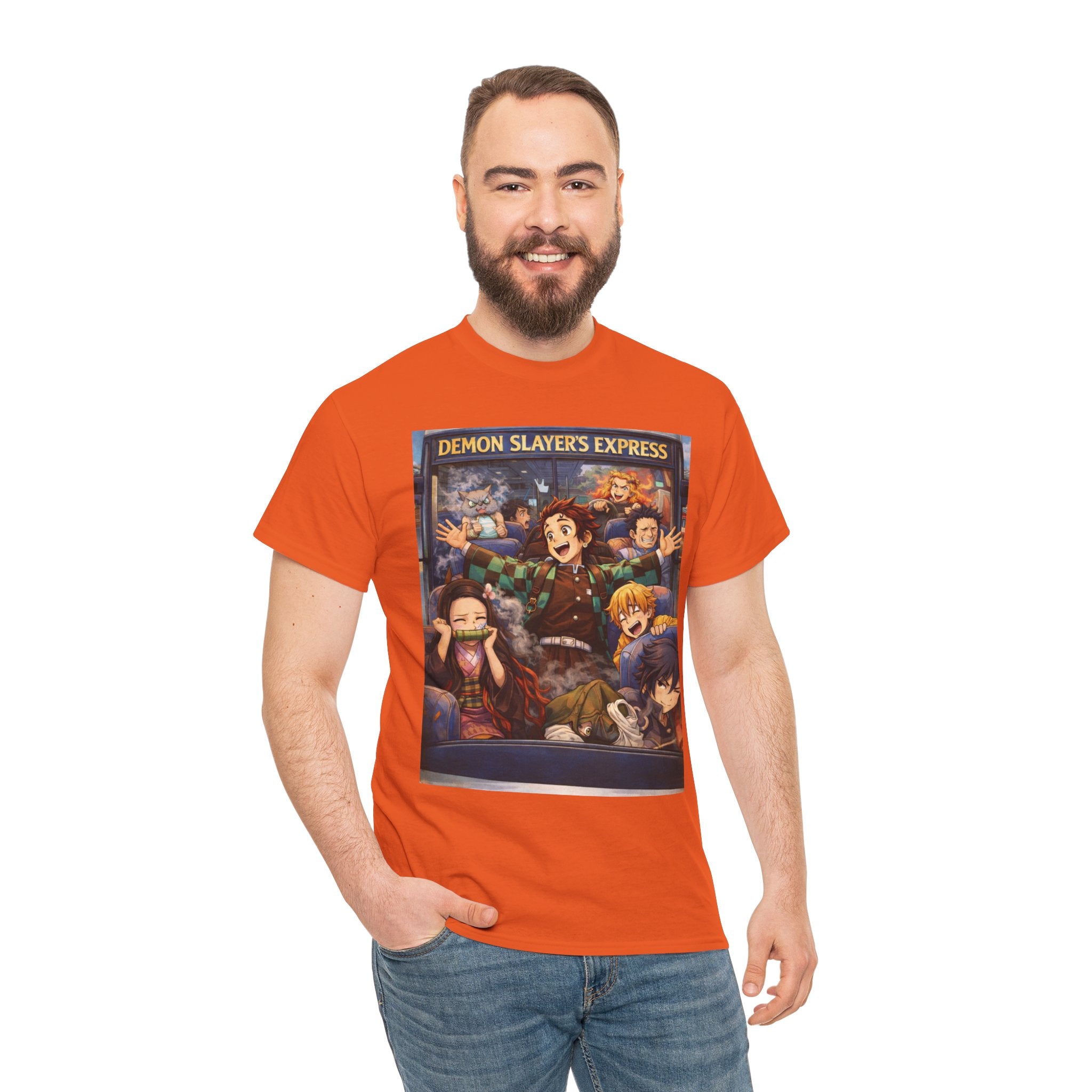 Demon Slayer's Express Unisex Heavy Cotton Tee - Fun Anime Graphic Shirt