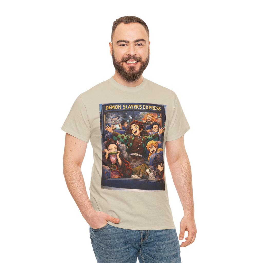 Demon Slayer's Express Unisex Heavy Cotton Tee - Fun Anime Graphic Shirt