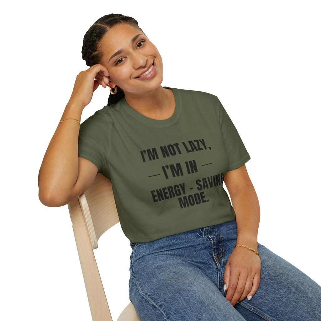 Energy-Saving Mode T-Shirt — "I'm Not Lazy, I'm in Energy-Saving Mode" Funny Graphic Tee